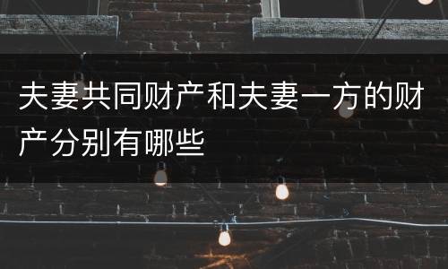 夫妻共同财产和夫妻一方的财产分别有哪些