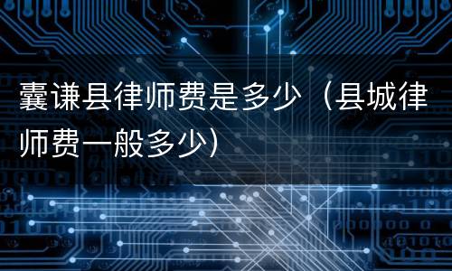 囊谦县律师费是多少（县城律师费一般多少）