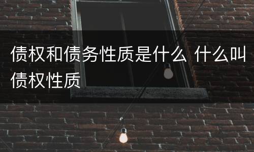 债权和债务性质是什么 什么叫债权性质