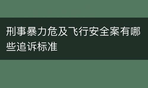 刑事暴力危及飞行安全案有哪些追诉标准