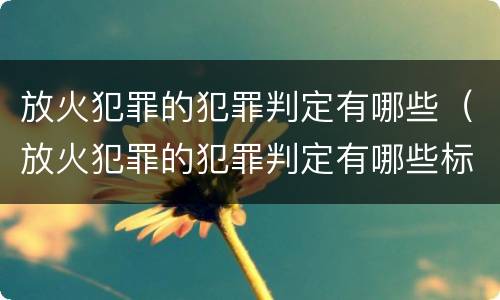 放火犯罪的犯罪判定有哪些（放火犯罪的犯罪判定有哪些标准）