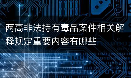 两高非法持有毒品案件相关解释规定重要内容有哪些