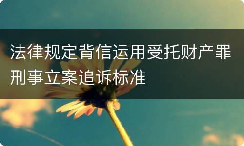 法律规定背信运用受托财产罪刑事立案追诉标准