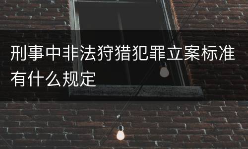 刑事中非法狩猎犯罪立案标准有什么规定