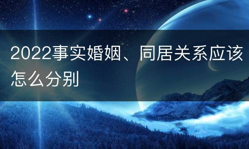 2022事实婚姻、同居关系应该怎么分别
