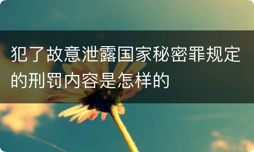 犯了故意泄露国家秘密罪规定的刑罚内容是怎样的