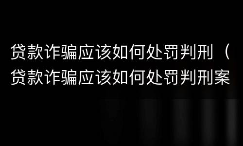 贷款诈骗应该如何处罚判刑（贷款诈骗应该如何处罚判刑案例）