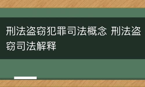 刑法盗窃犯罪司法概念 刑法盗窃司法解释