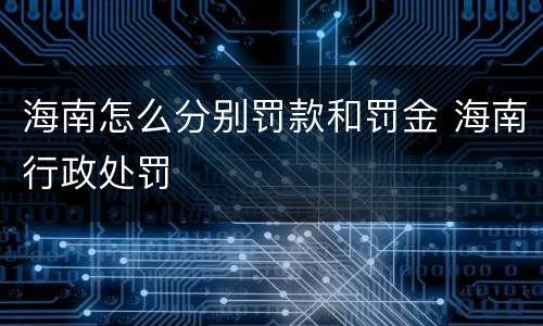 海南怎么分别罚款和罚金 海南行政处罚