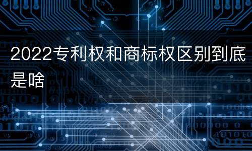 2022专利权和商标权区别到底是啥