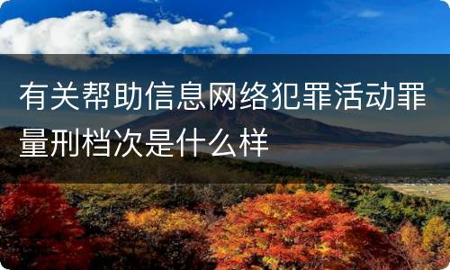 有关帮助信息网络犯罪活动罪量刑档次是什么样