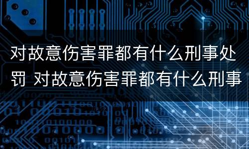 对故意伤害罪都有什么刑事处罚 对故意伤害罪都有什么刑事处罚案件