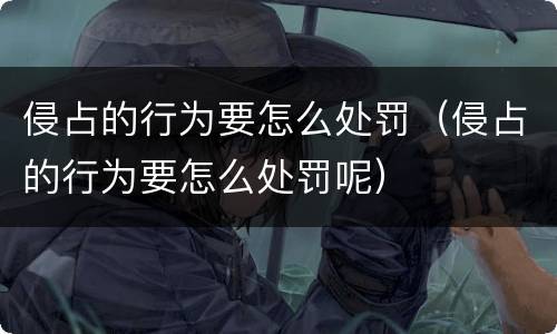 侵占的行为要怎么处罚（侵占的行为要怎么处罚呢）