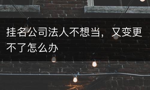 挂名公司法人不想当，又变更不了怎么办