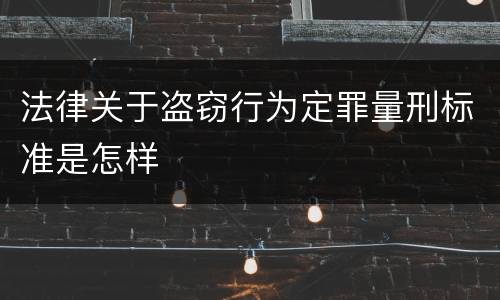 法律关于盗窃行为定罪量刑标准是怎样