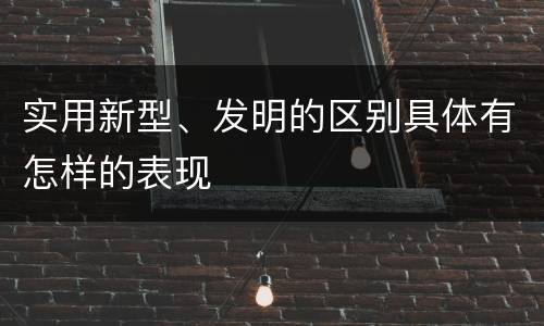实用新型、发明的区别具体有怎样的表现