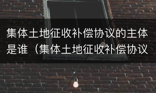 集体土地征收补偿协议的主体是谁（集体土地征收补偿协议的主体是谁）
