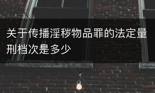 关于传播淫秽物品罪的法定量刑档次是多少