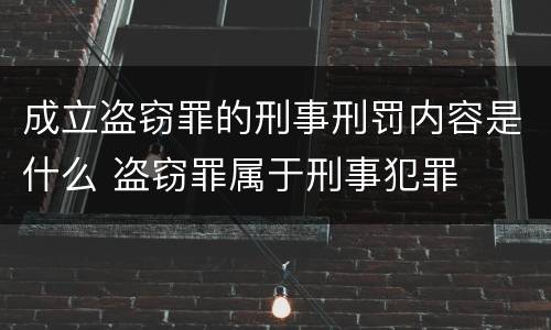 成立盗窃罪的刑事刑罚内容是什么 盗窃罪属于刑事犯罪