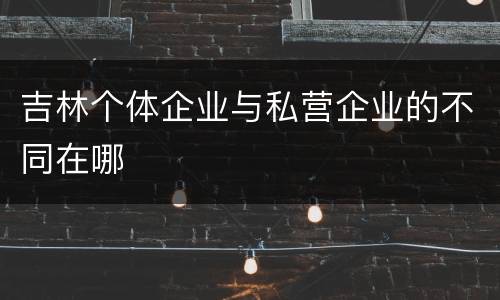 吉林个体企业与私营企业的不同在哪