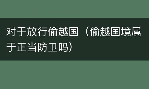 对于放行偷越国（偷越国境属于正当防卫吗）