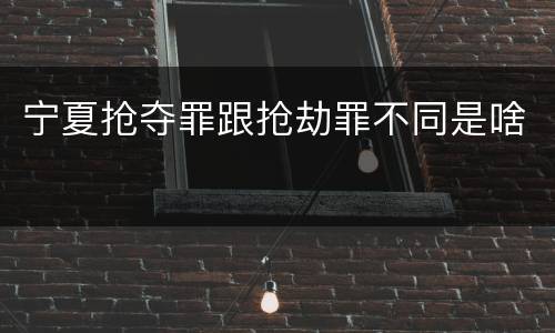 宁夏抢夺罪跟抢劫罪不同是啥