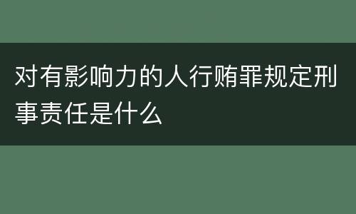 对有影响力的人行贿罪规定刑事责任是什么