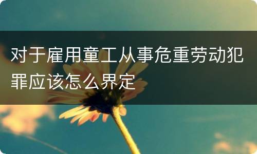 对于雇用童工从事危重劳动犯罪应该怎么界定