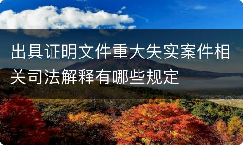 出具证明文件重大失实案件相关司法解释有哪些规定