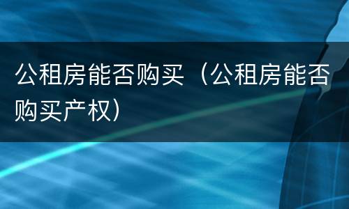 公租房能否购买（公租房能否购买产权）