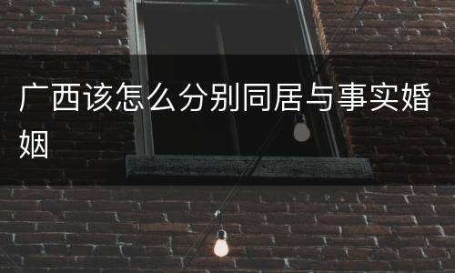 广西该怎么分别同居与事实婚姻