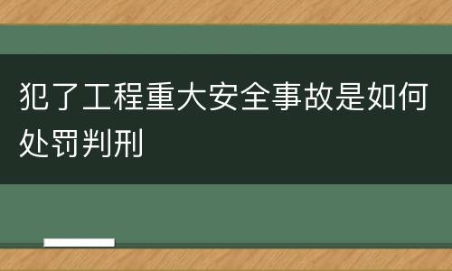 犯了工程重大安全事故是如何处罚判刑