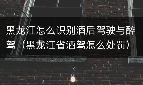 黑龙江怎么识别酒后驾驶与醉驾（黑龙江省酒驾怎么处罚）
