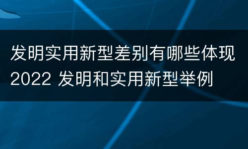 发明实用新型差别有哪些体现2022 发明和实用新型举例