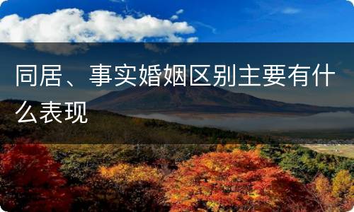 同居、事实婚姻区别主要有什么表现