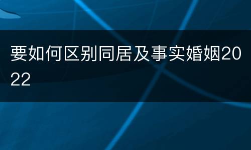 要如何区别同居及事实婚姻2022