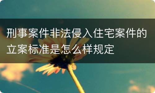 刑事案件非法侵入住宅案件的立案标准是怎么样规定