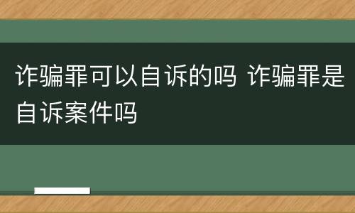 诈骗罪可以自诉的吗 诈骗罪是自诉案件吗
