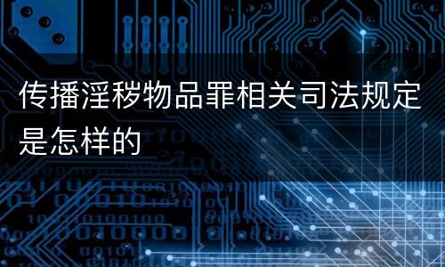 传播淫秽物品罪相关司法规定是怎样的