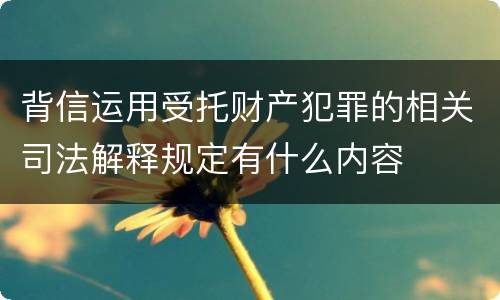 背信运用受托财产犯罪的相关司法解释规定有什么内容