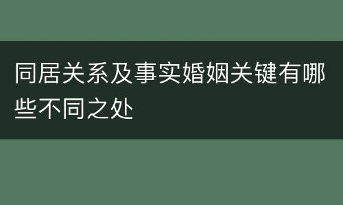 同居关系及事实婚姻关键有哪些不同之处