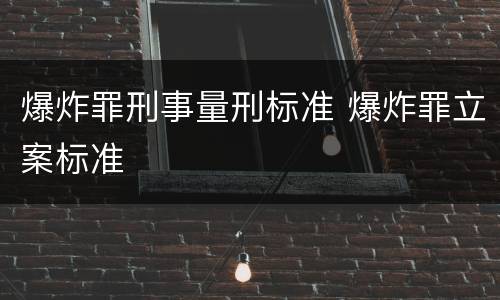 爆炸罪刑事量刑标准 爆炸罪立案标准