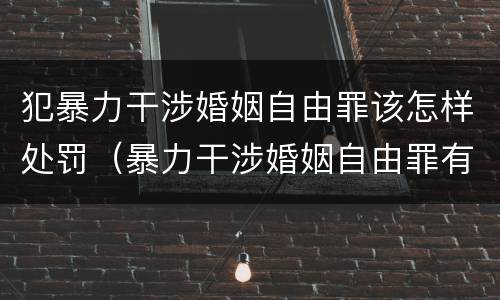 犯暴力干涉婚姻自由罪该怎样处罚（暴力干涉婚姻自由罪有结果加重犯吗）