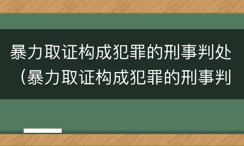 暴力取证构成犯罪的刑事判处（暴力取证构成犯罪的刑事判处多久）