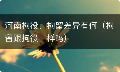 河南拘役、拘留差异有何（拘留跟拘役一样吗）