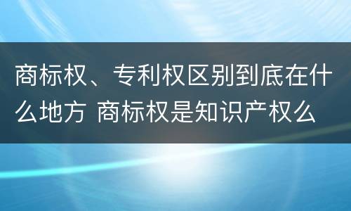 商标权、专利权区别到底在什么地方 商标权是知识产权么