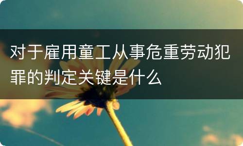 对于雇用童工从事危重劳动犯罪的判定关键是什么