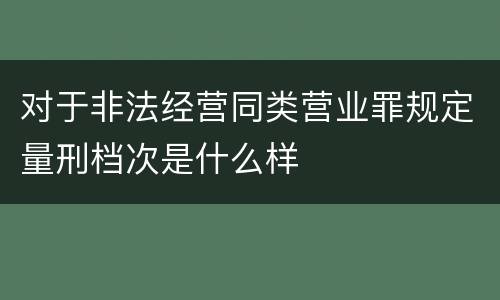 对于非法经营同类营业罪规定量刑档次是什么样