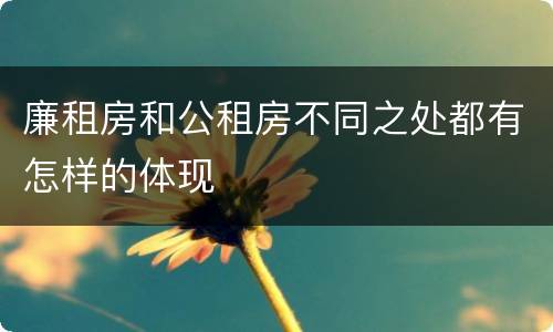 廉租房和公租房不同之处都有怎样的体现