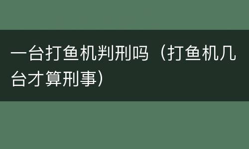 一台打鱼机判刑吗（打鱼机几台才算刑事）